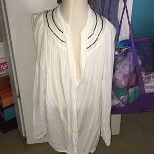 Cute white blouse with neck design